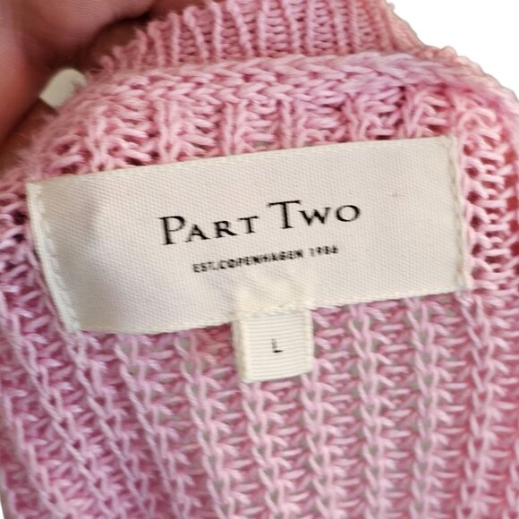 Part Two Etrona Linen Knit Pink Long Sleeve Sweater Sz L - Picture 9 of 12
